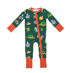 2-Way Zipper Romper / Merry & Bright