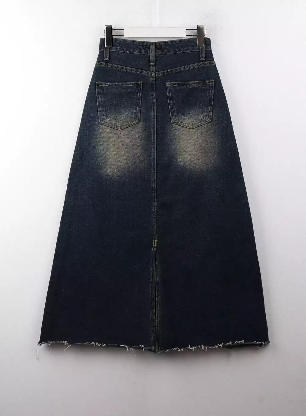 A-Line Distressed Denim Maxi Skirt CD329