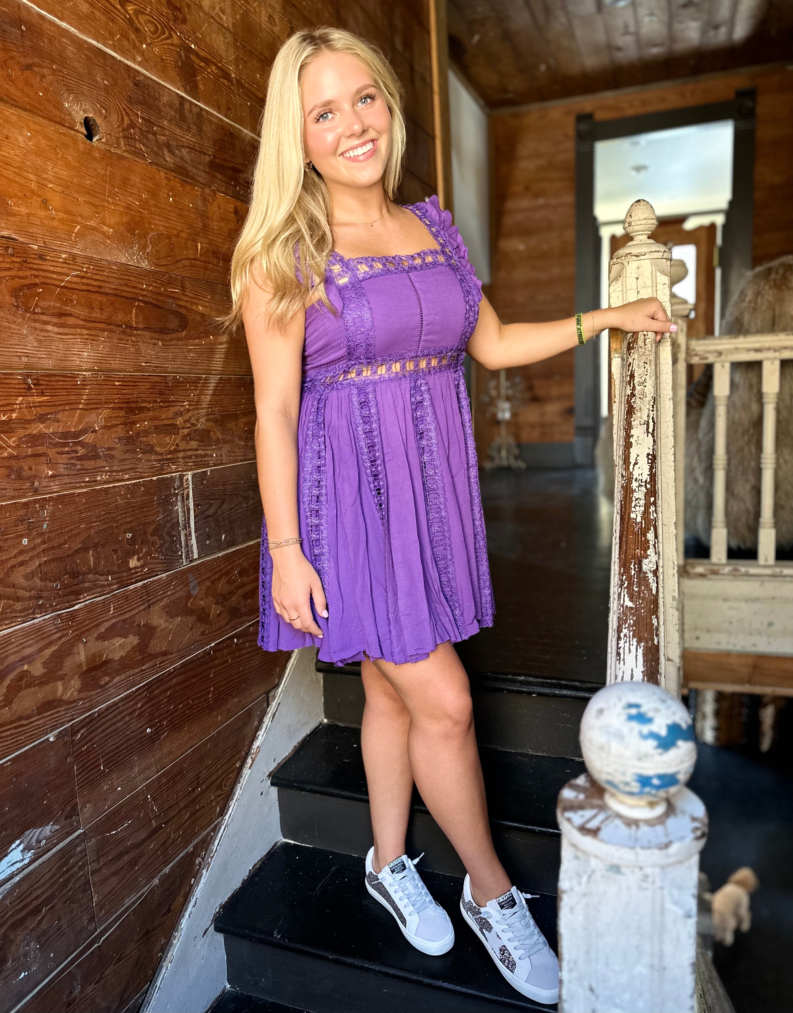 Adam’s Lace Mini Dress - Purple