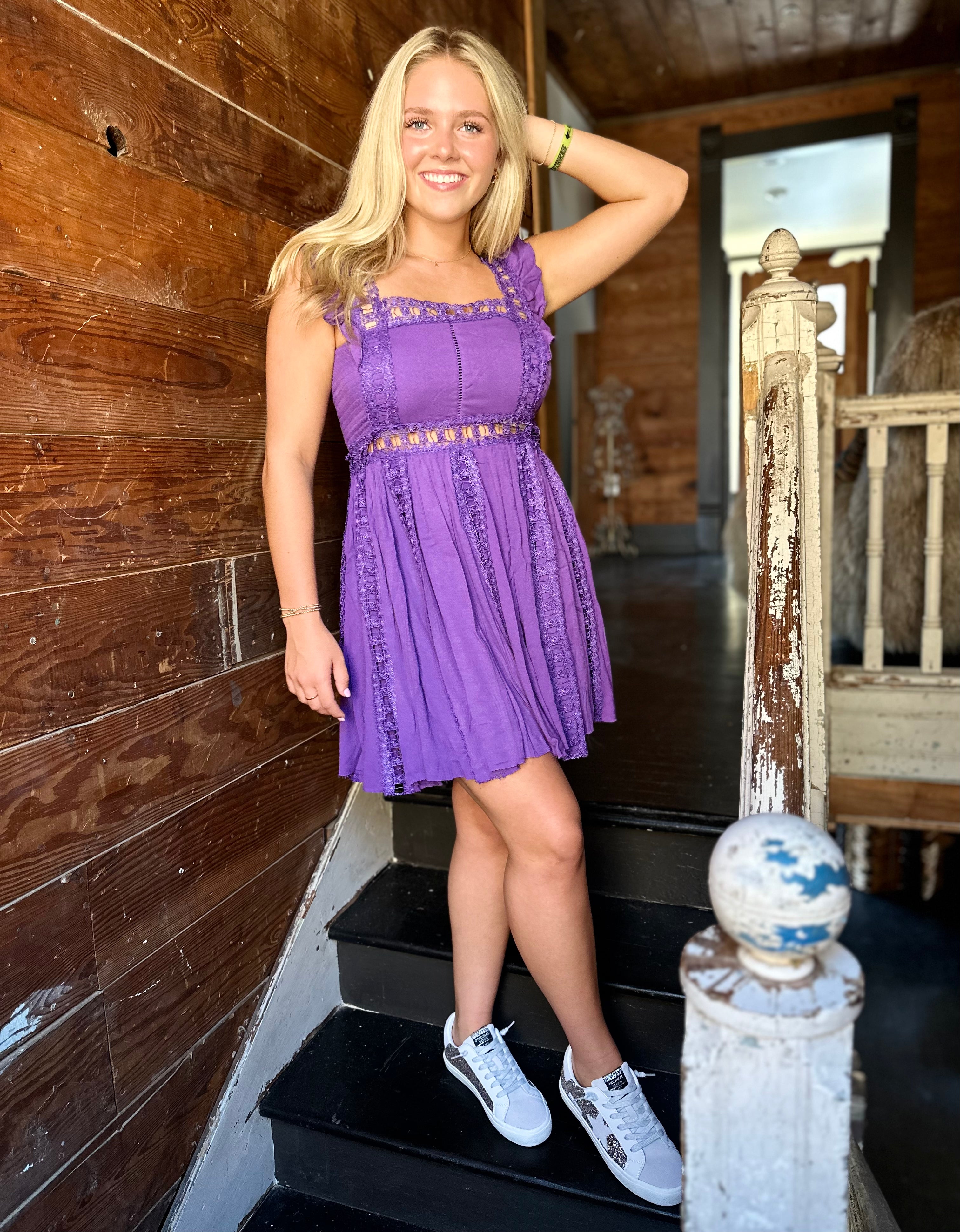 Adam’s Lace Mini Dress - Purple