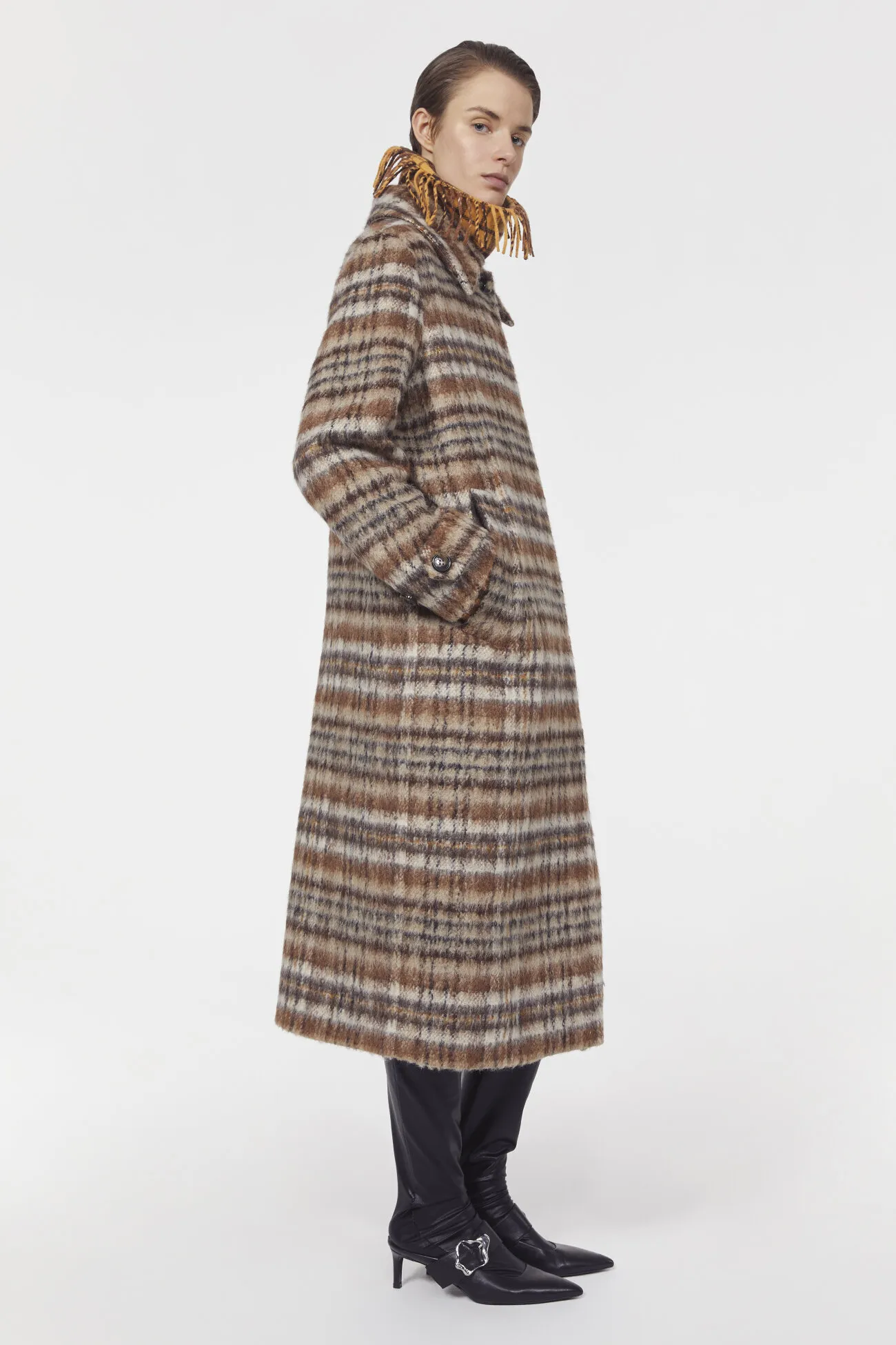 Aida brushed check coat