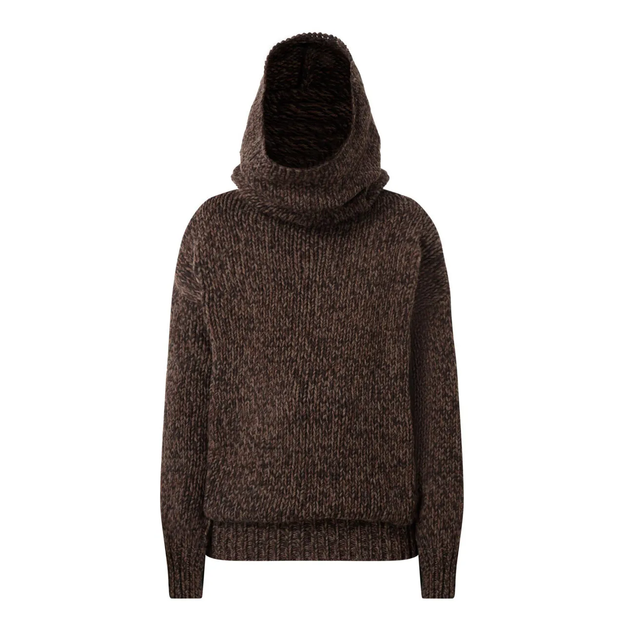 ALEXANDER MCQUEEN Hooded Chunky Knit Sweater - Brown