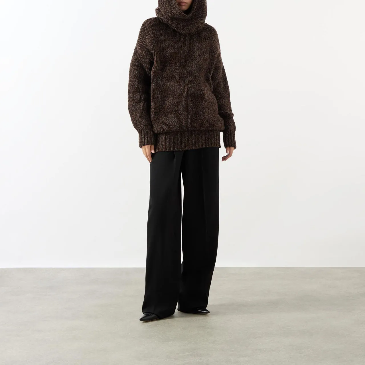 ALEXANDER MCQUEEN Hooded Chunky Knit Sweater - Brown