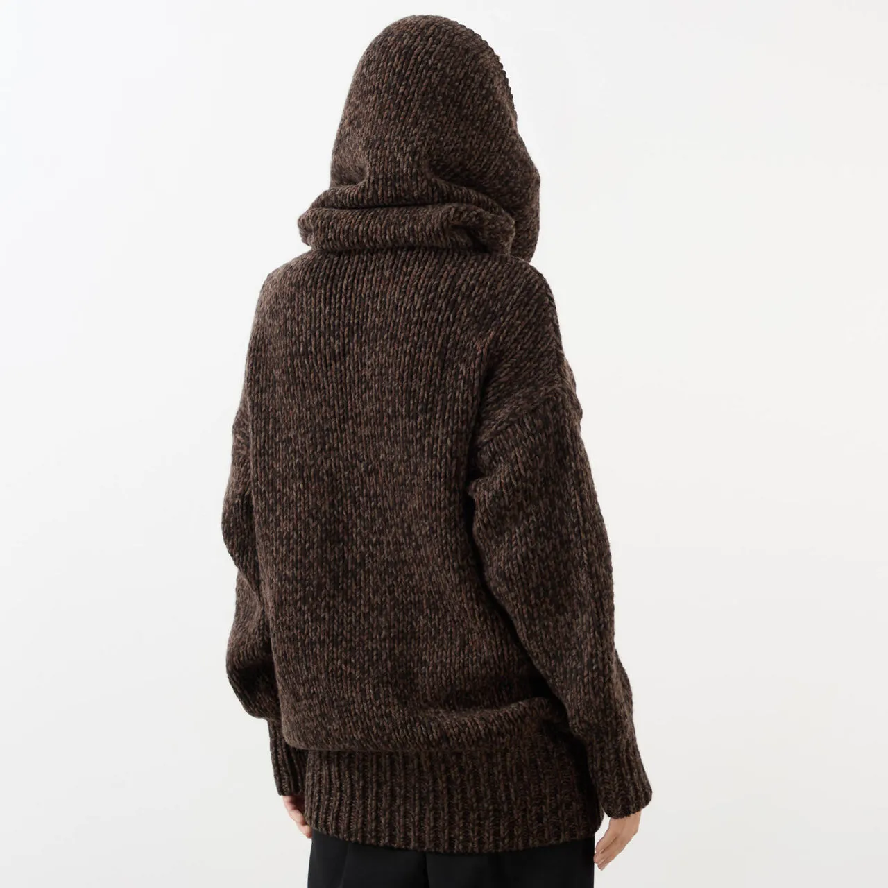 ALEXANDER MCQUEEN Hooded Chunky Knit Sweater - Brown