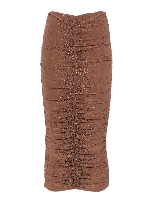 Andreādamo Midi Fitted Skirt With Rhinestones