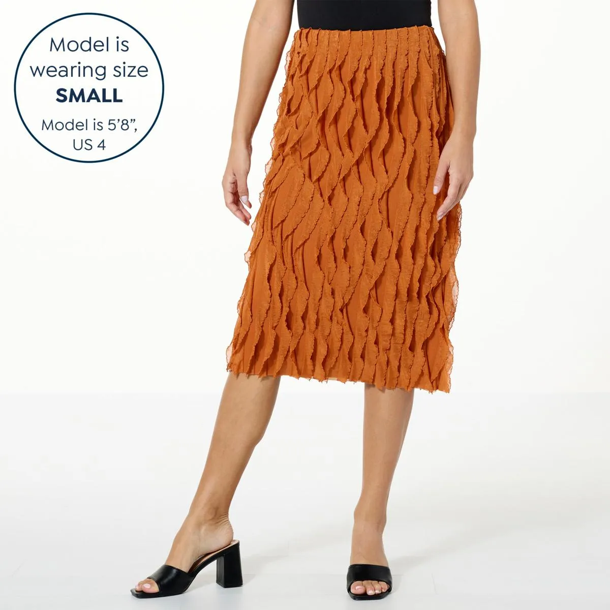      Antthony Pull-On Ruffled Jersey Knit Midi Skirt     