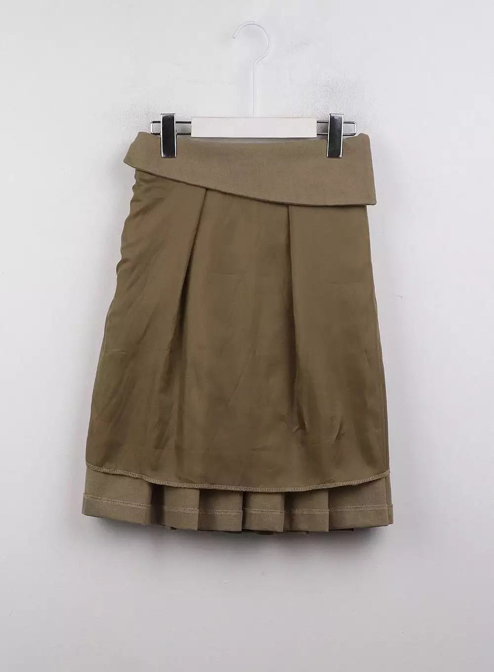 Asymmetrical Band Pleated Midi Skirt CJ410