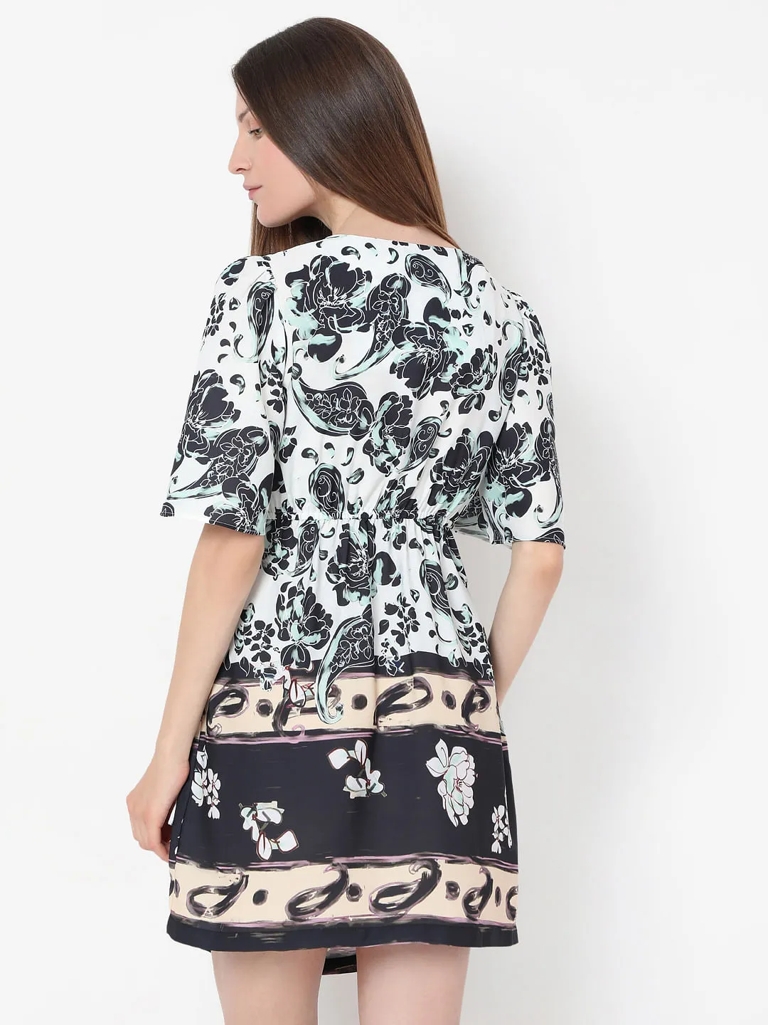 Black & White Printed Wrap Dress