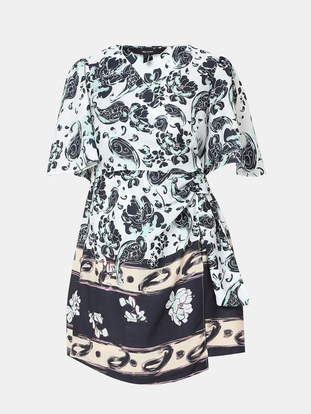 Black & White Printed Wrap Dress