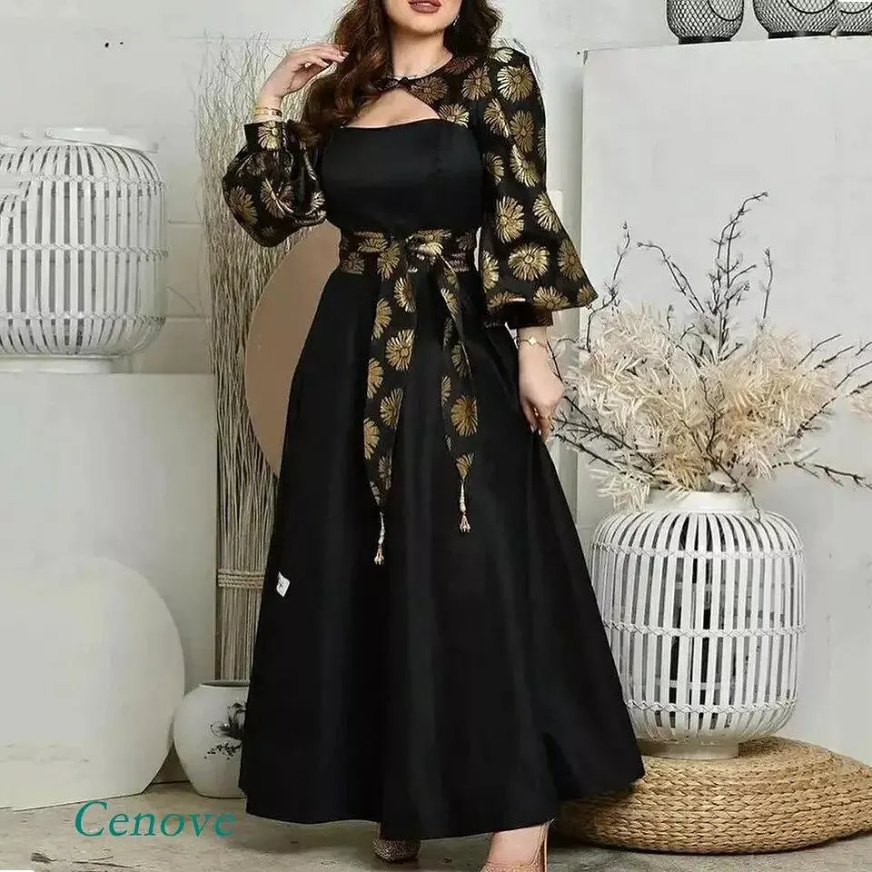 Black Sulfate Sleeve Evening Dress for Women L B-59585