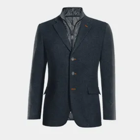  Blazer azul marino de donegal tweed esencial de 3 botones