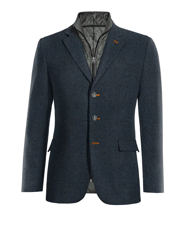  Blazer azul marino de donegal tweed esencial de 3 botones