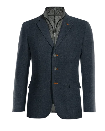  Blazer azul marino de donegal tweed esencial de 3 botones