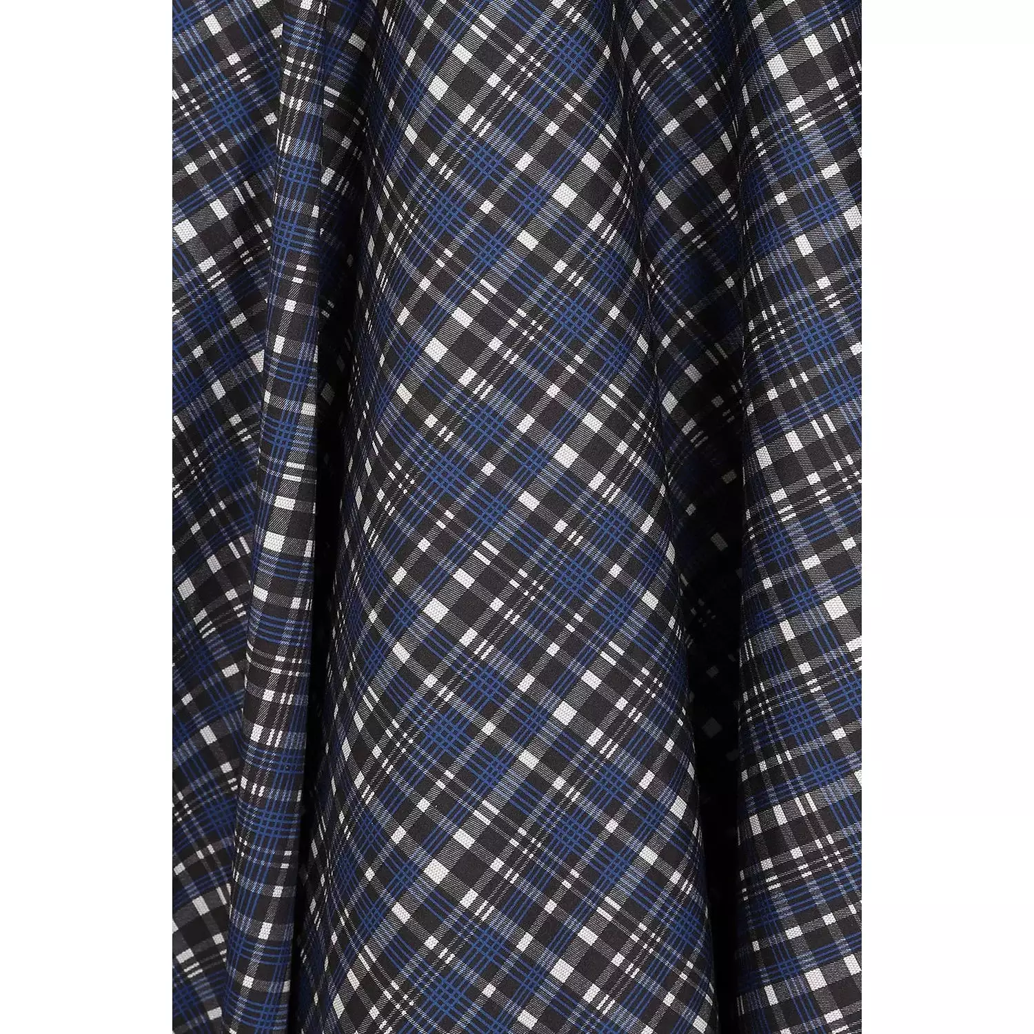 Blue Tartan Check Long Sleeve Burns Night & Rockabilly Style Swing Dress