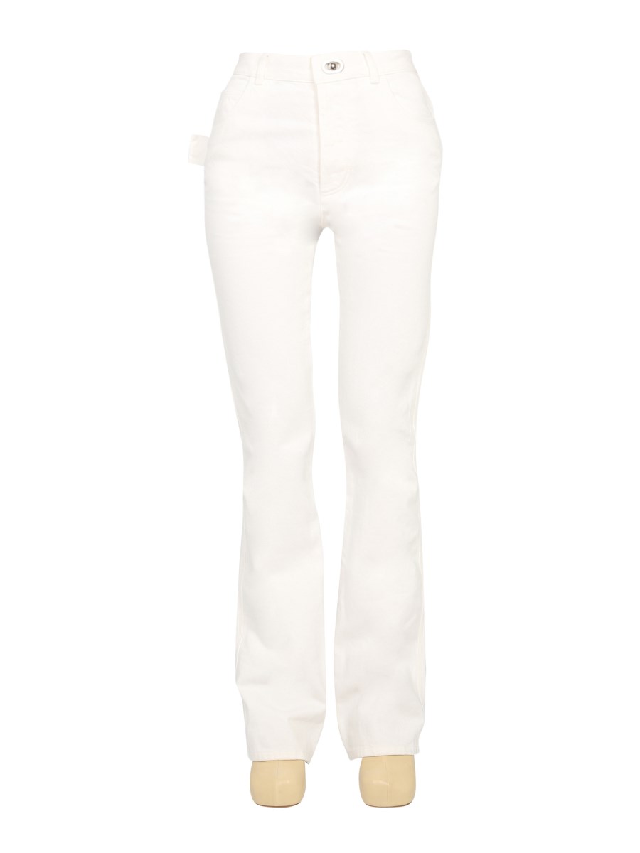 BOTTEGA VENETA    FLARE COTTON DENIM JEANS WITH OVAL BUTTON