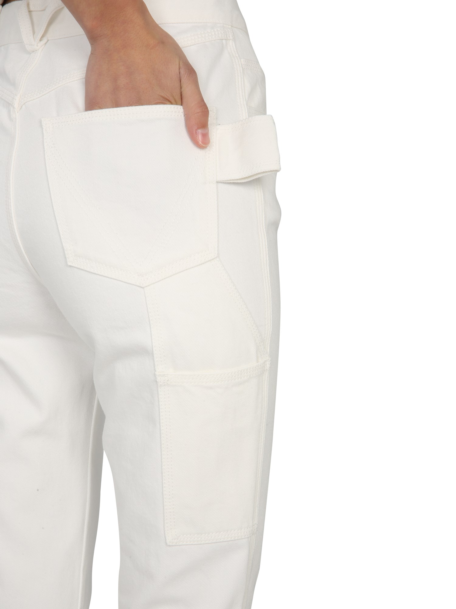 BOTTEGA VENETA    FLARE COTTON DENIM JEANS WITH OVAL BUTTON