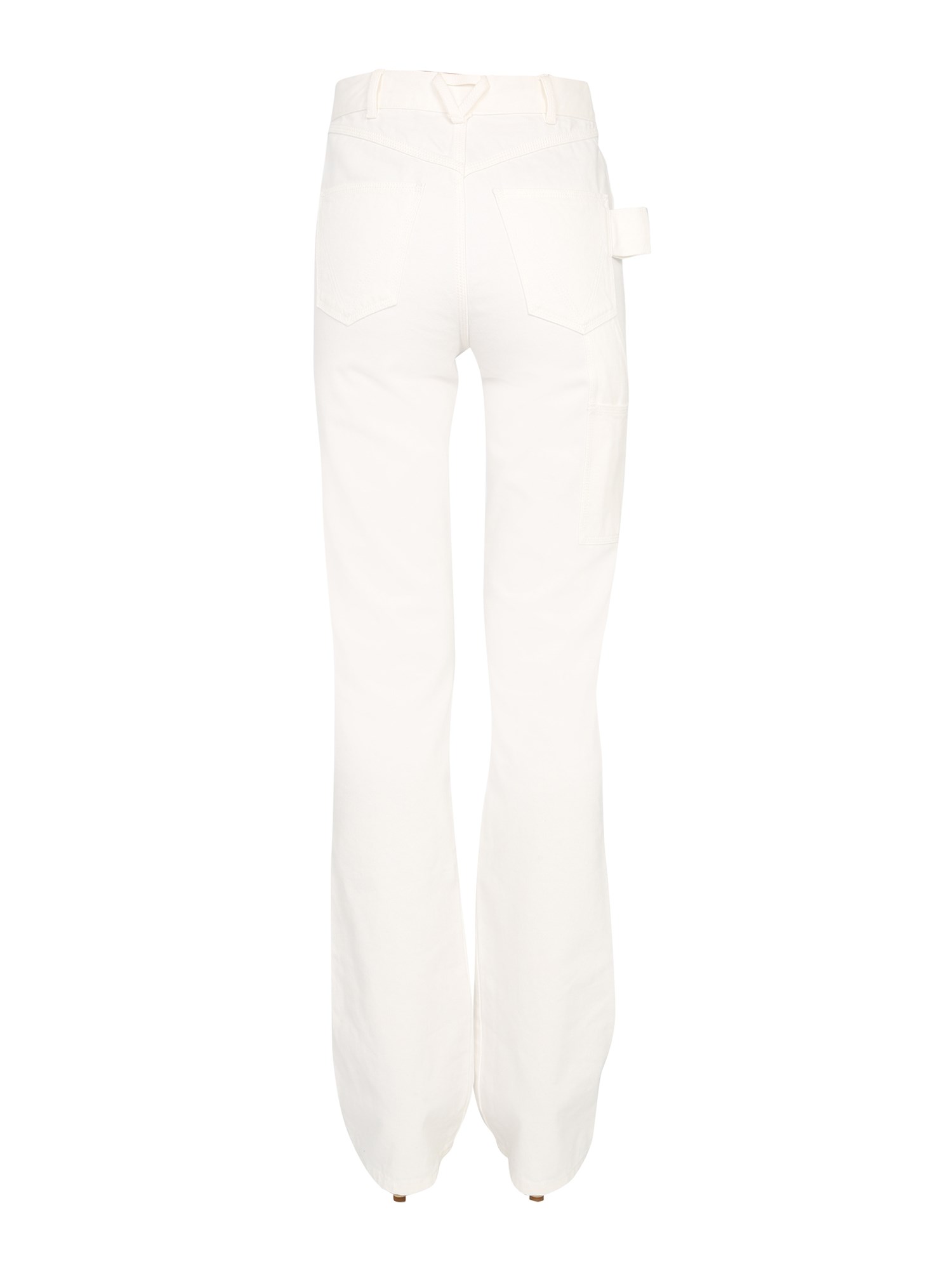 BOTTEGA VENETA    FLARE COTTON DENIM JEANS WITH OVAL BUTTON