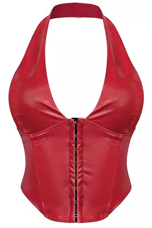 Britnee sleeveless halter corset leather crop top