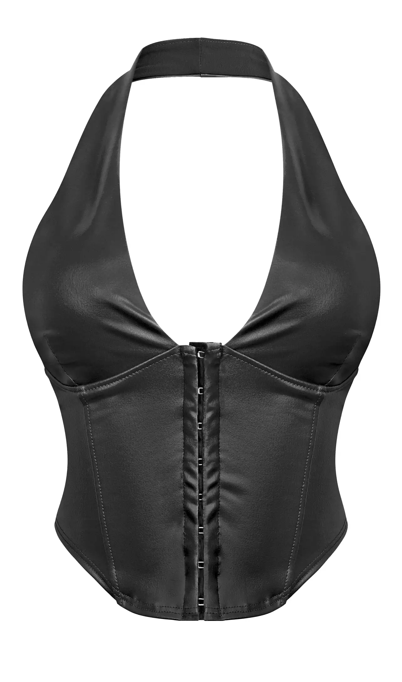 Britnee sleeveless halter corset leather crop top