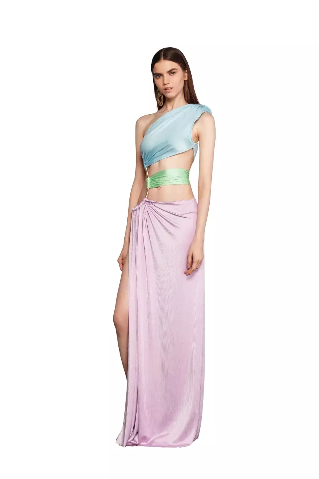 Bronx and Banco - Jamilia Multicolor One Shoulder Gown - Lilac/Multi