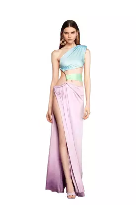 Bronx and Banco - Jamilia Multicolor One Shoulder Gown - Lilac/Multi