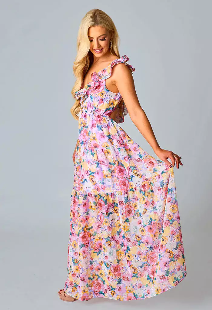 Buffy Ruffle Shoulder Maxi-Estate