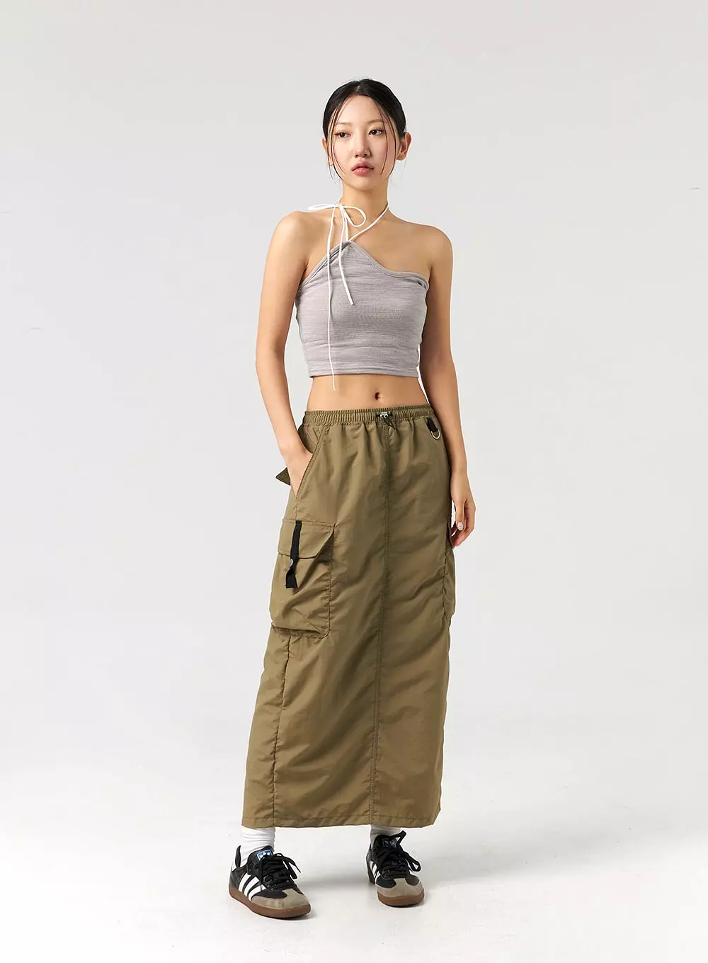 Cargo Nylon Maxi Skirt CL325