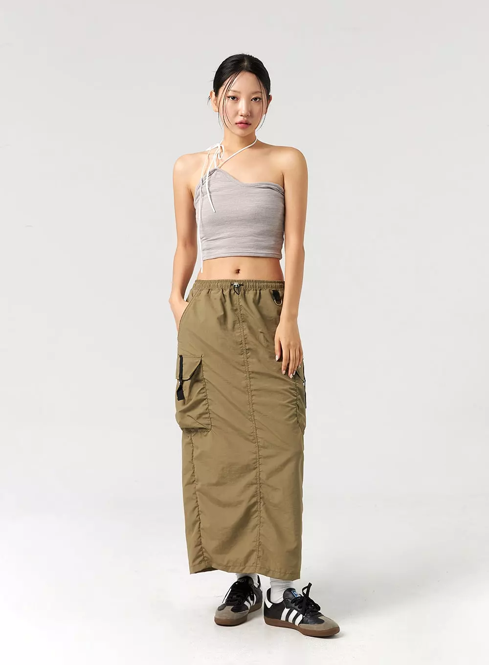 Cargo Nylon Maxi Skirt CL325