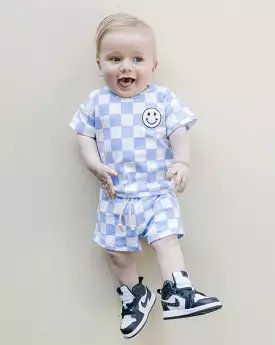 Checkered Shorts Set | Blue