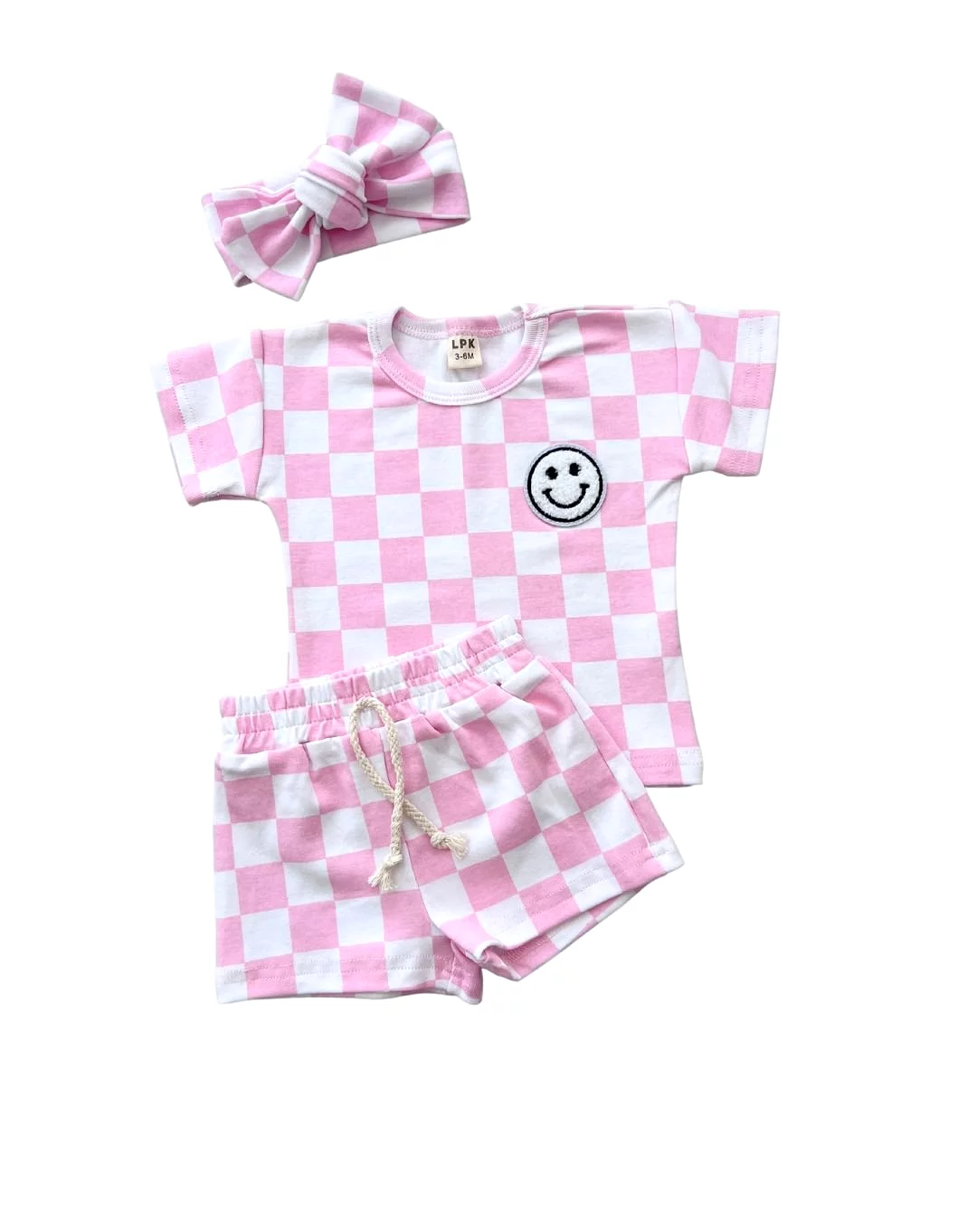 Checkered Shorts Set | Pink