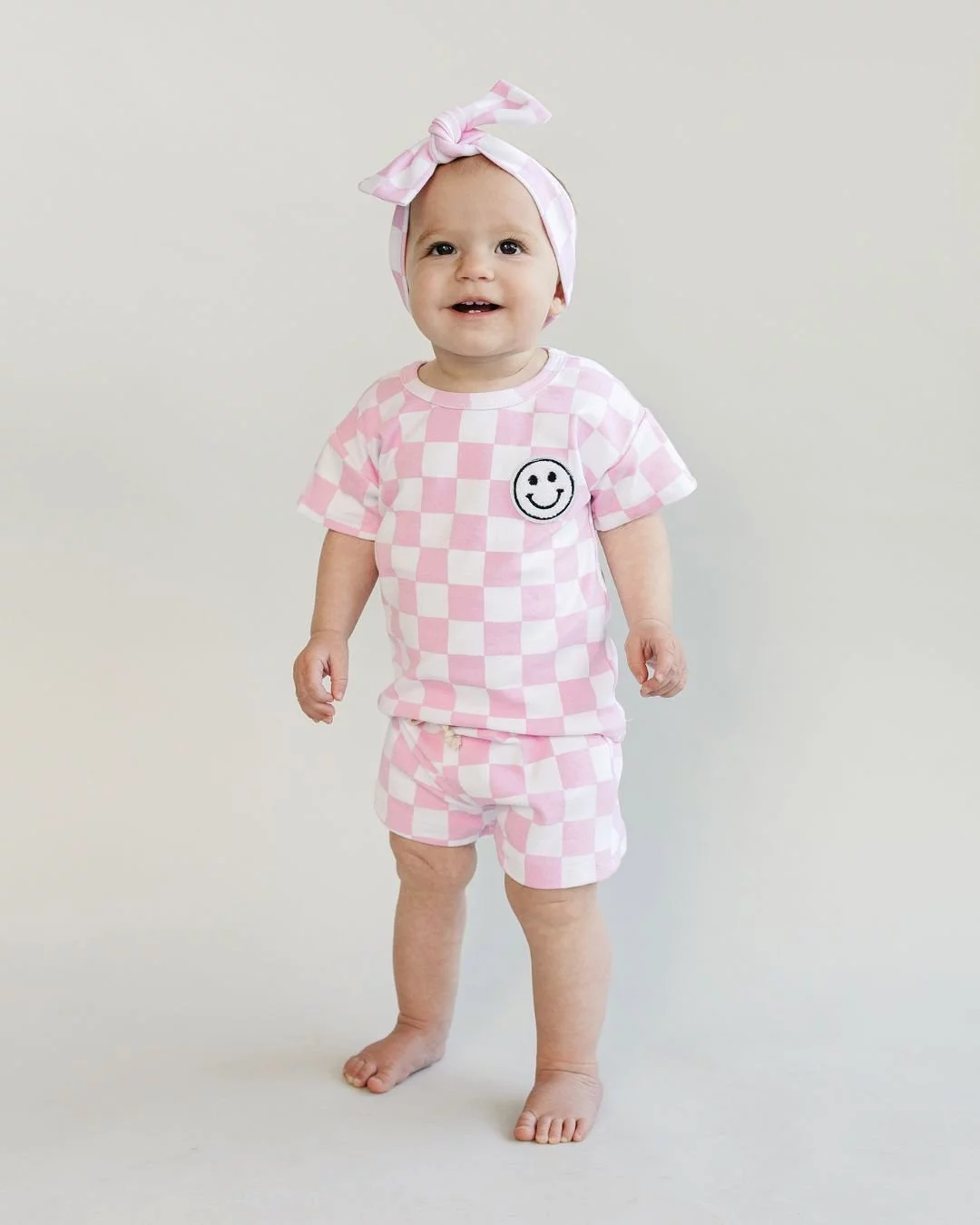 Checkered Shorts Set | Pink