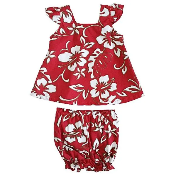 Classic Hibiscus Pareo Girls Cap Sleeve Bloomer Set