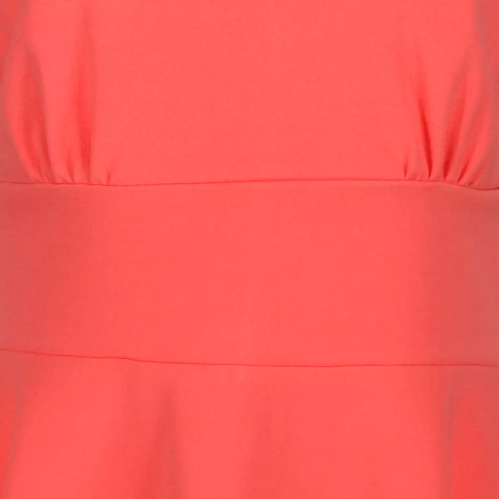 Coral Orange Cap Sleeve Fit And Flare Midi Dress