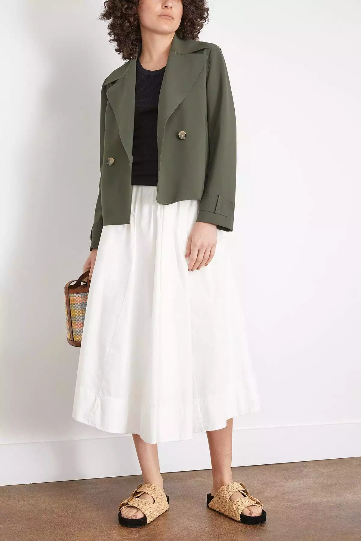 Cropped Scuba Peacoat in Moss Green