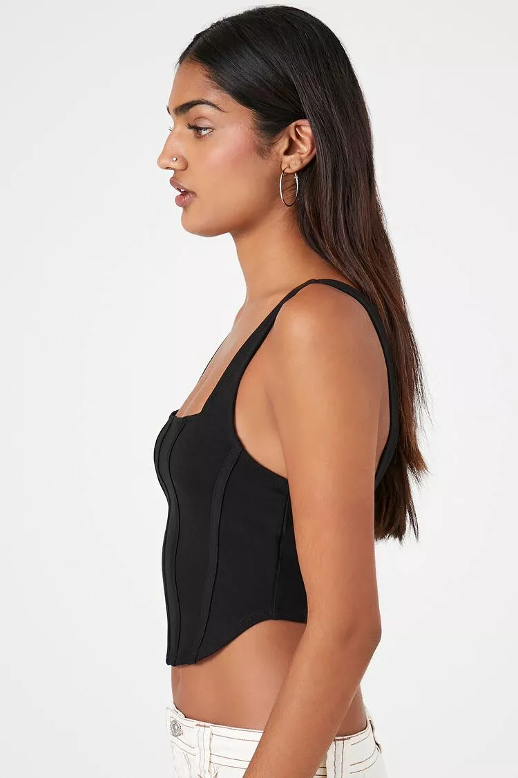 Curved Hem Bustier Crop Top