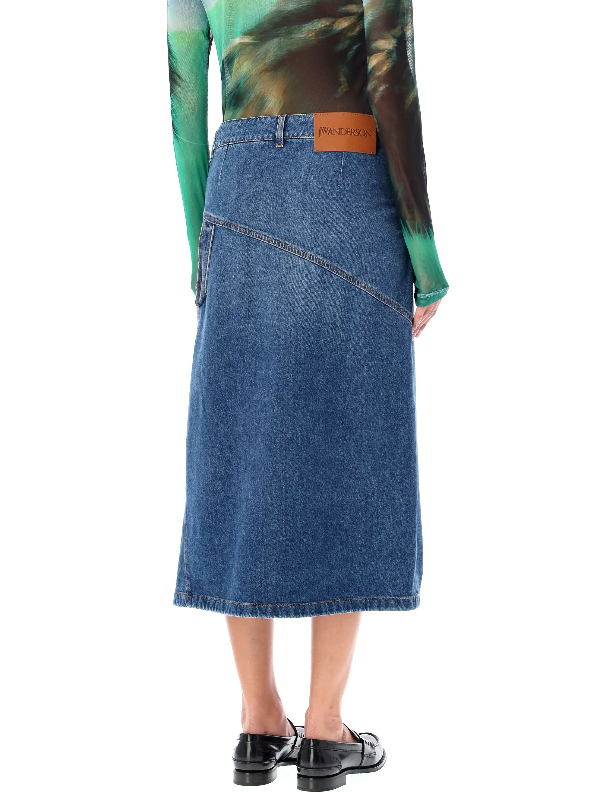 DENIM TWISTED MIDI SKIRT