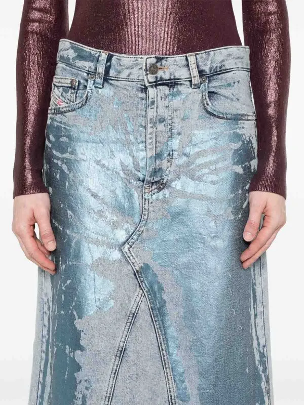 Diesel `De-Pago-Mid-S` Midi Denim Skirt