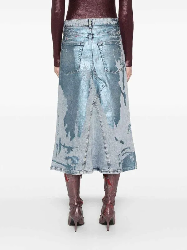 Diesel `De-Pago-Mid-S` Midi Denim Skirt