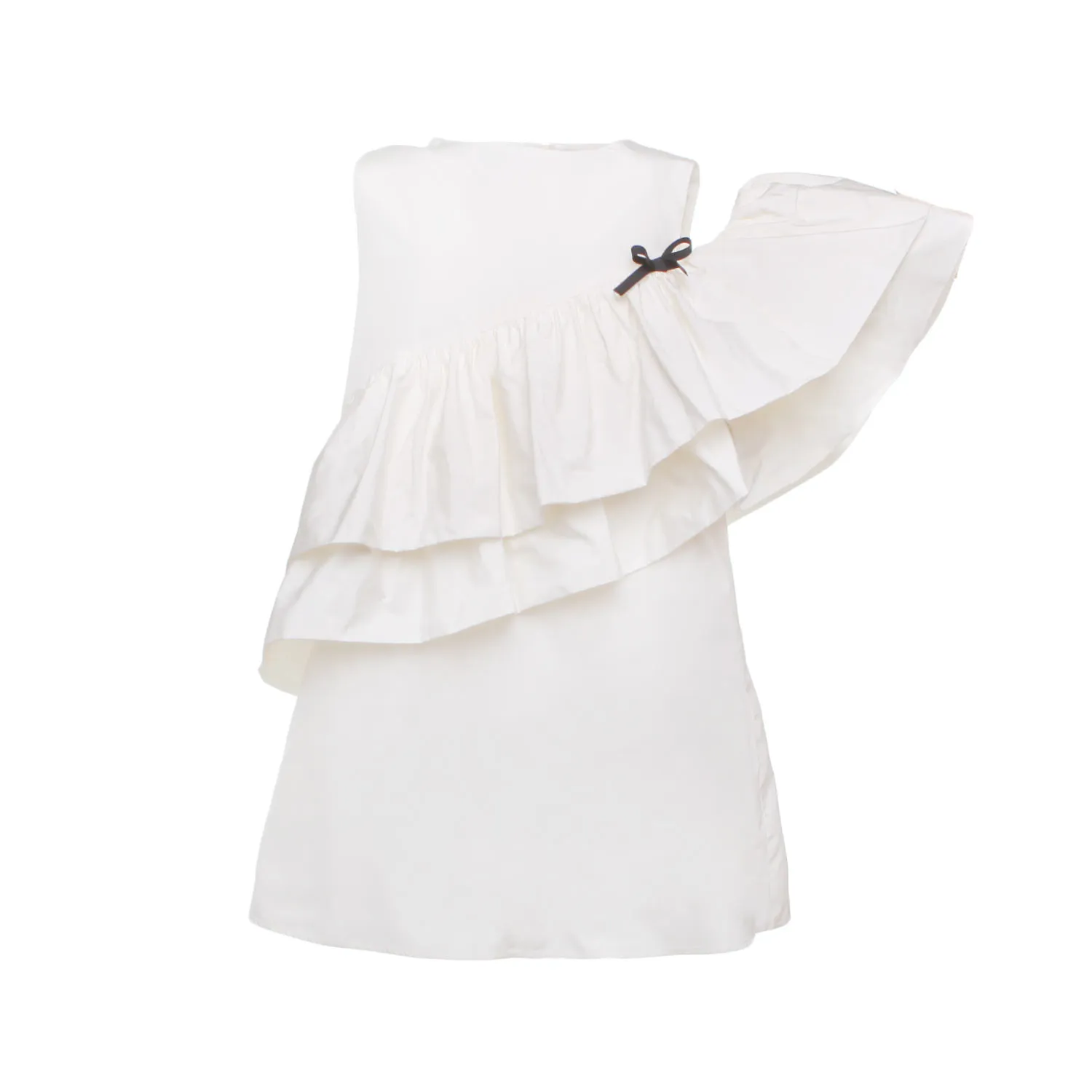 Douuod White Sleeveless Dress With Flounces For Girls And Teen