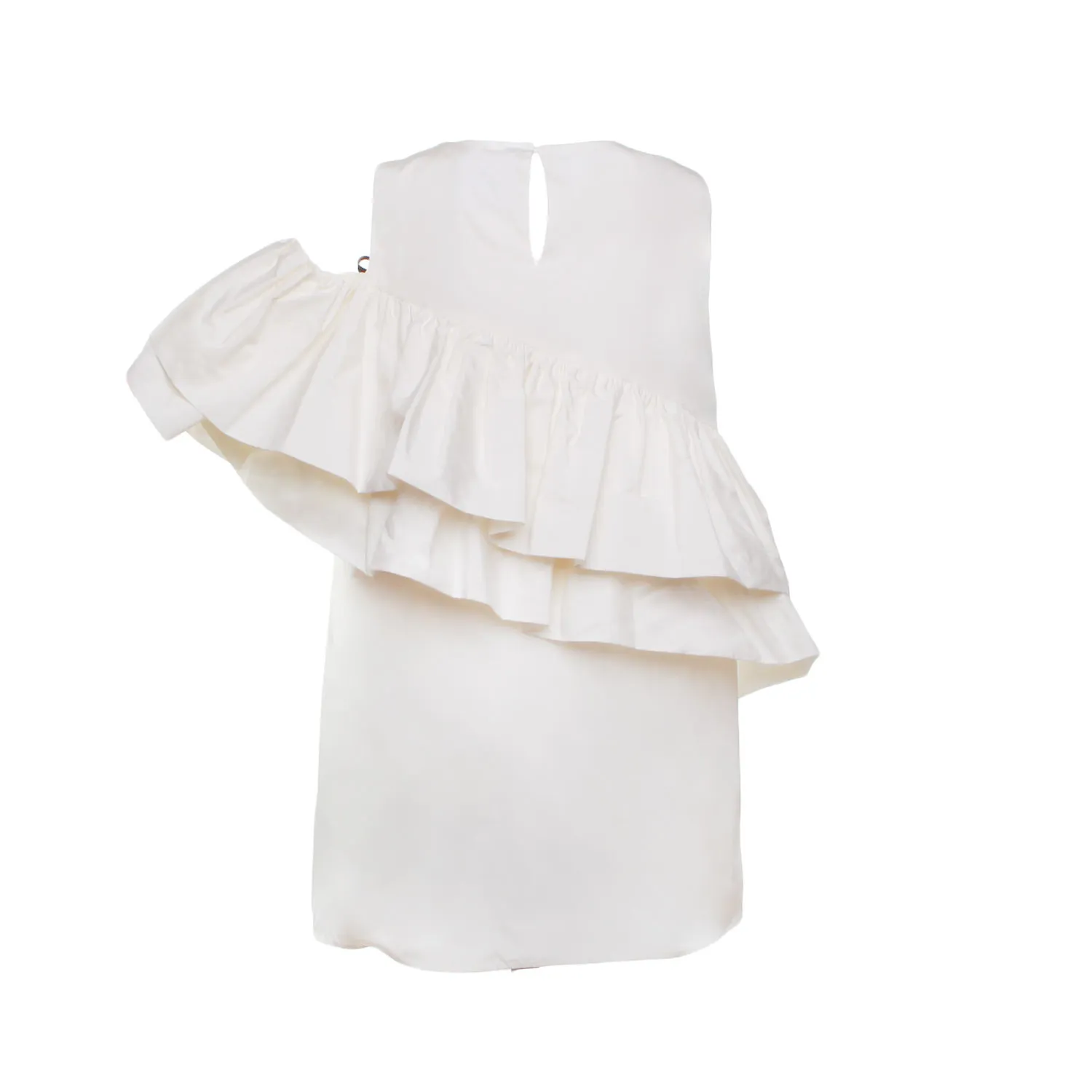 Douuod White Sleeveless Dress With Flounces For Girls And Teen