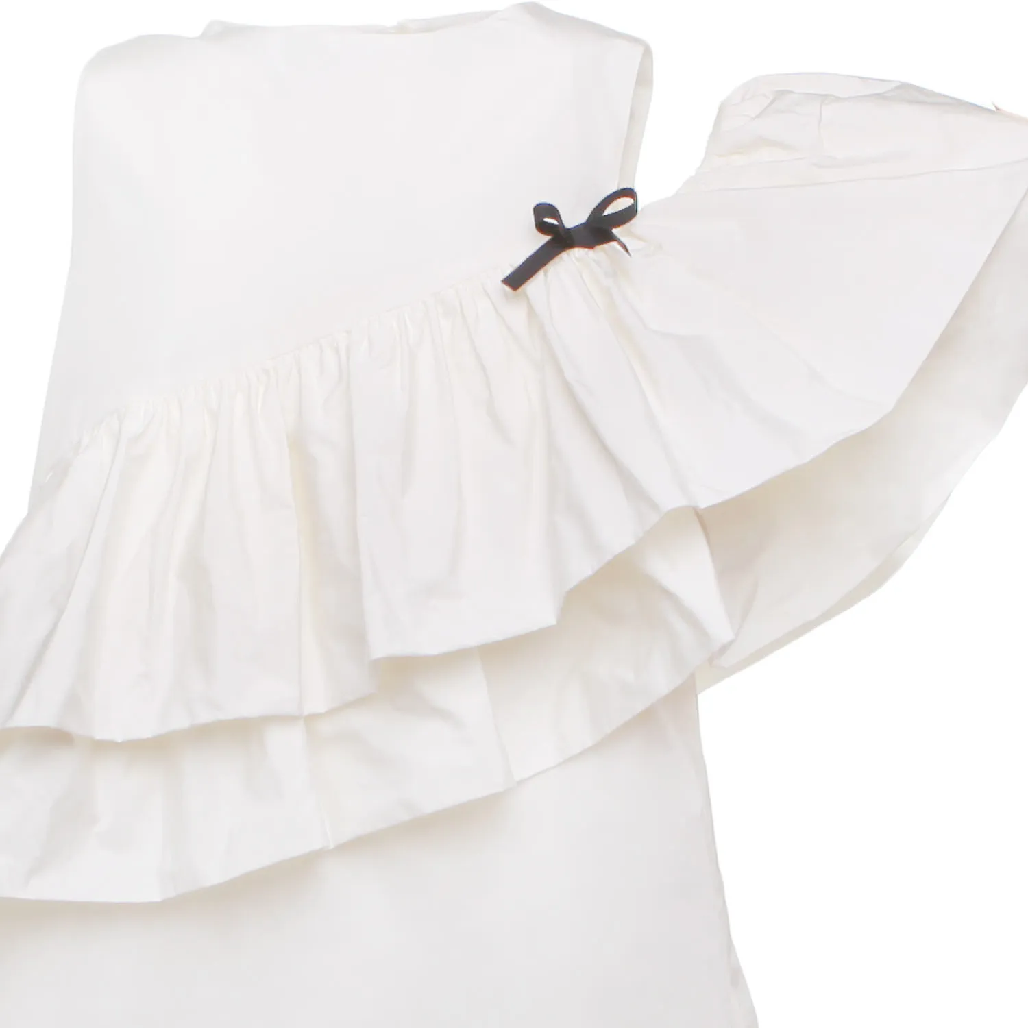 Douuod White Sleeveless Dress With Flounces For Girls And Teen