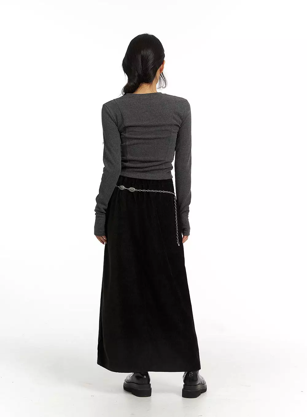 Drawstring Waist Maxi Skirt CJ417