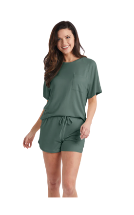 Dream Slouchy Top with Shorts Lounge Set - Dusty Green