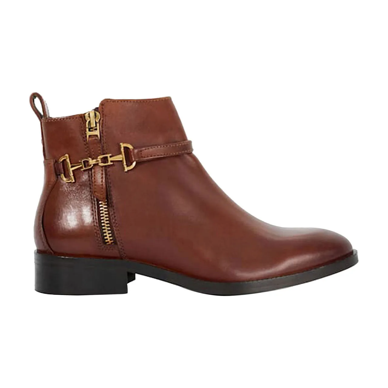 DUNE LONDON Parklyn Buckle-Detail Leather Ankle Boots - Brown