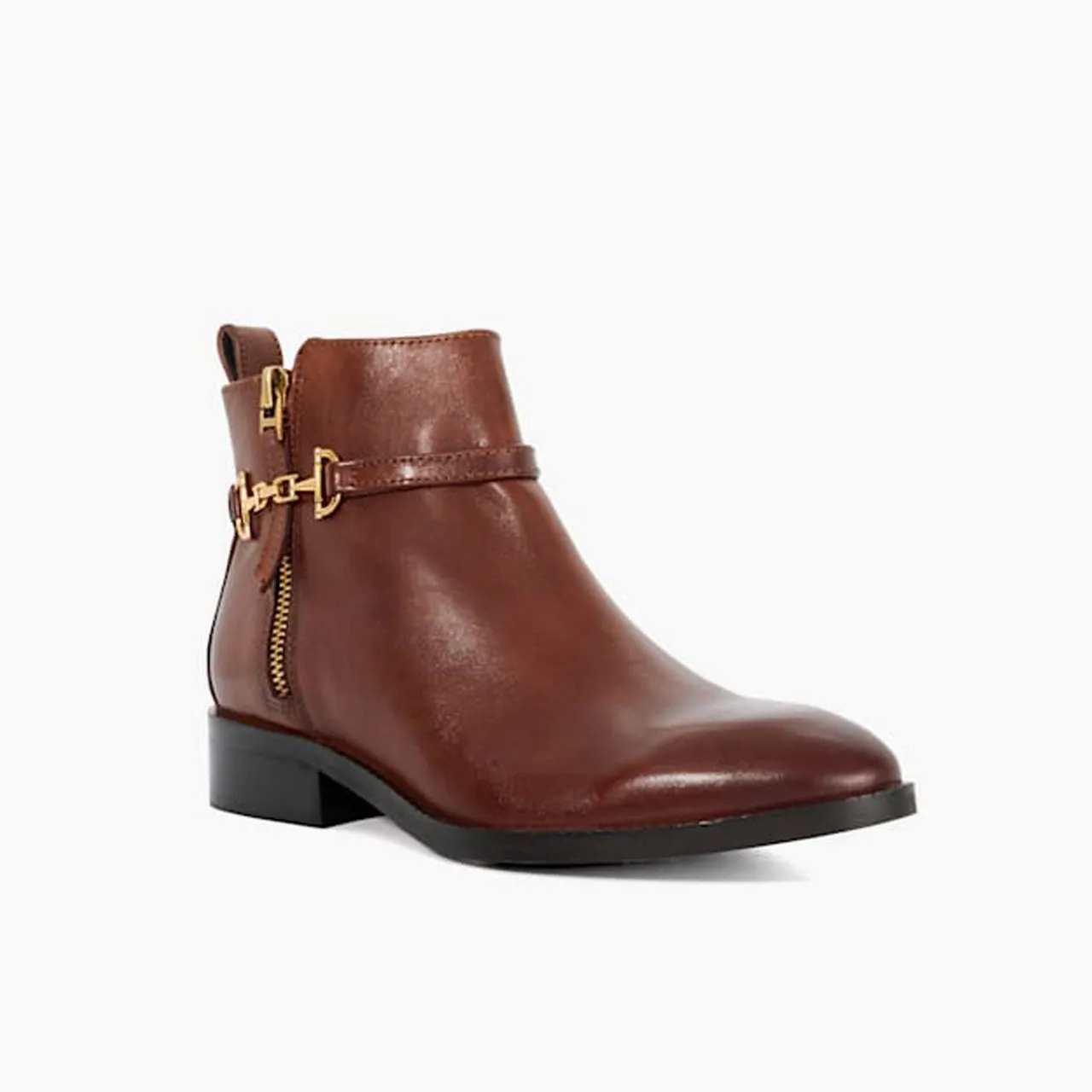 DUNE LONDON Parklyn Buckle-Detail Leather Ankle Boots - Brown