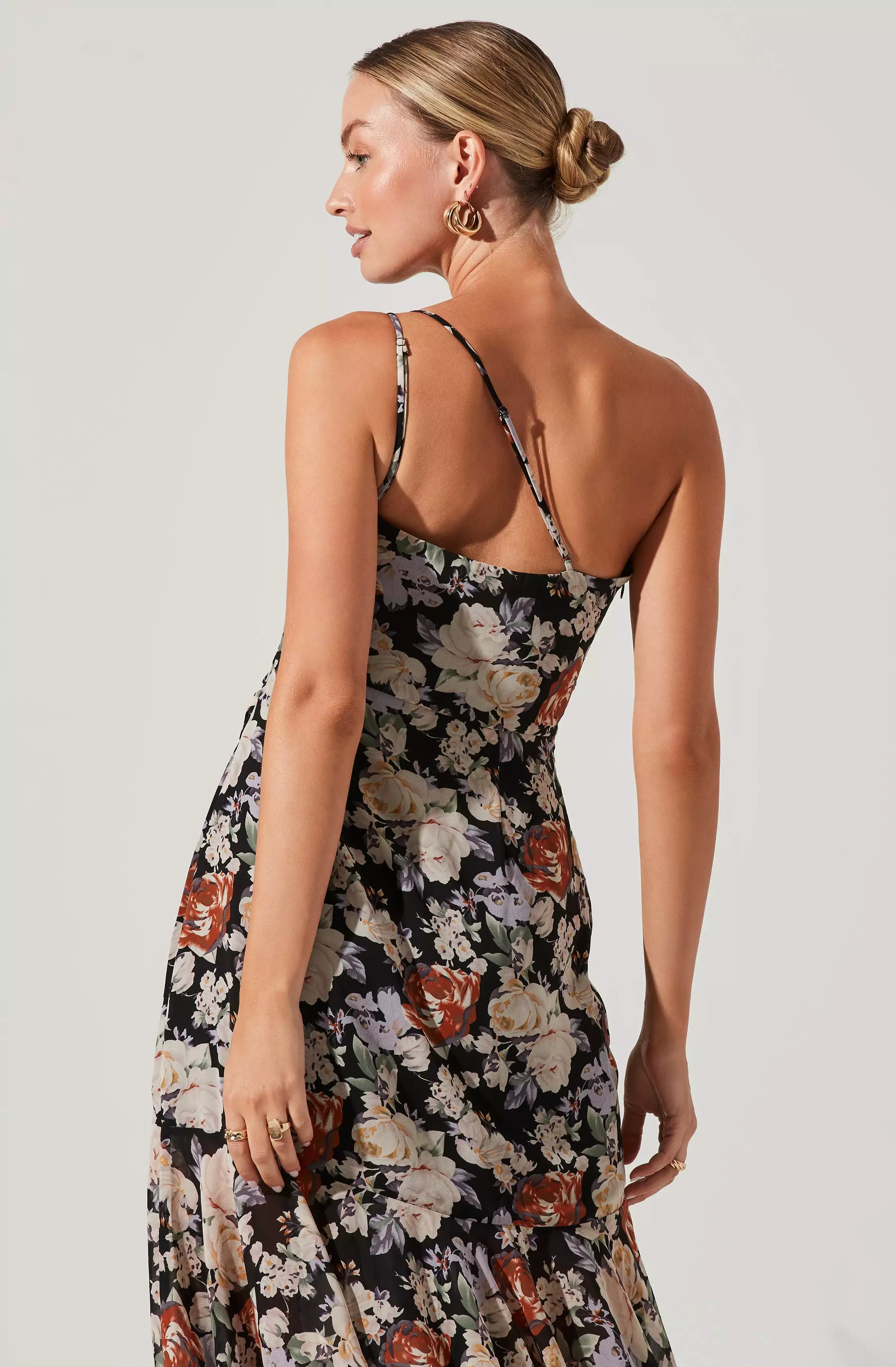 Emmylou Floral One Shoulder Midi Dress