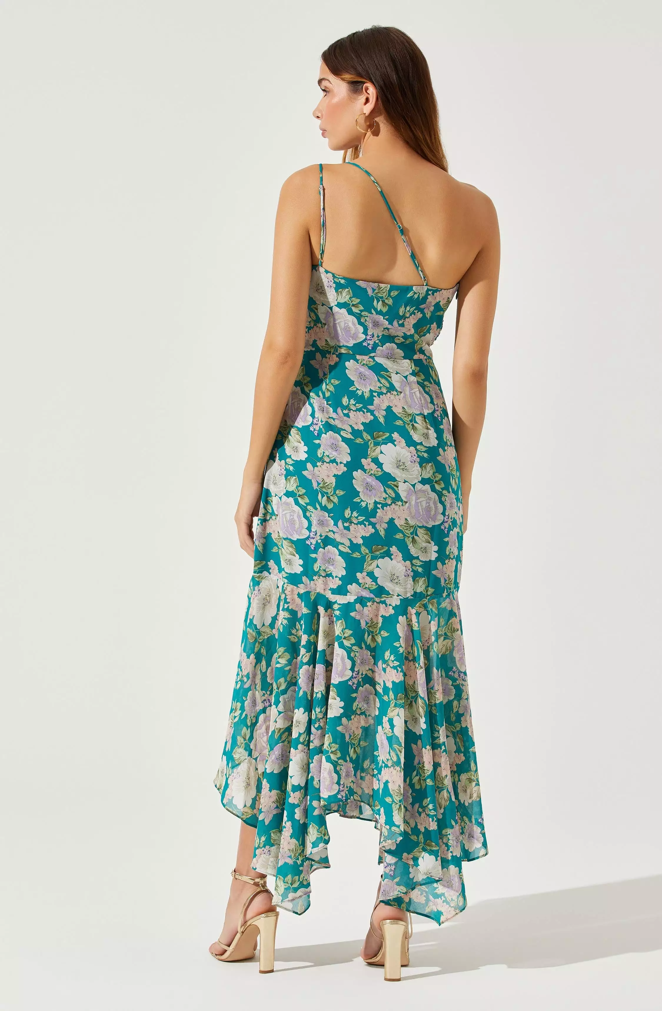 Emmylou Floral One Shoulder Midi Dress