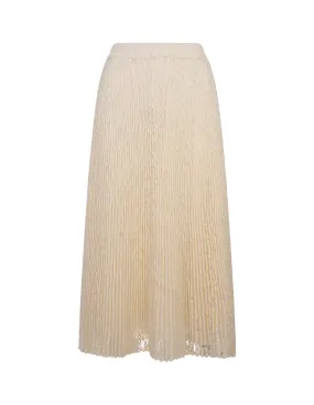 ERMANNO SCERVINO White Embroidered Pleated Midi Skirt