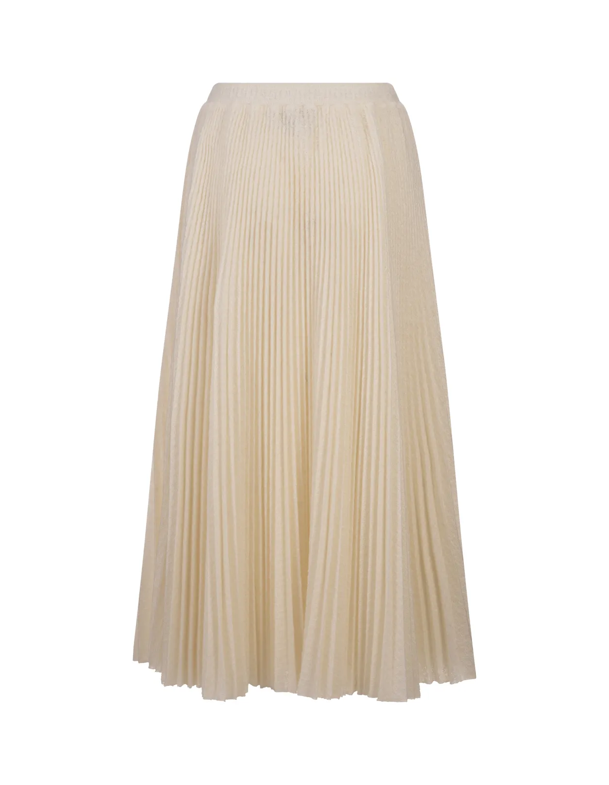 ERMANNO SCERVINO White Mohair Blend Pleated Midi Skirt