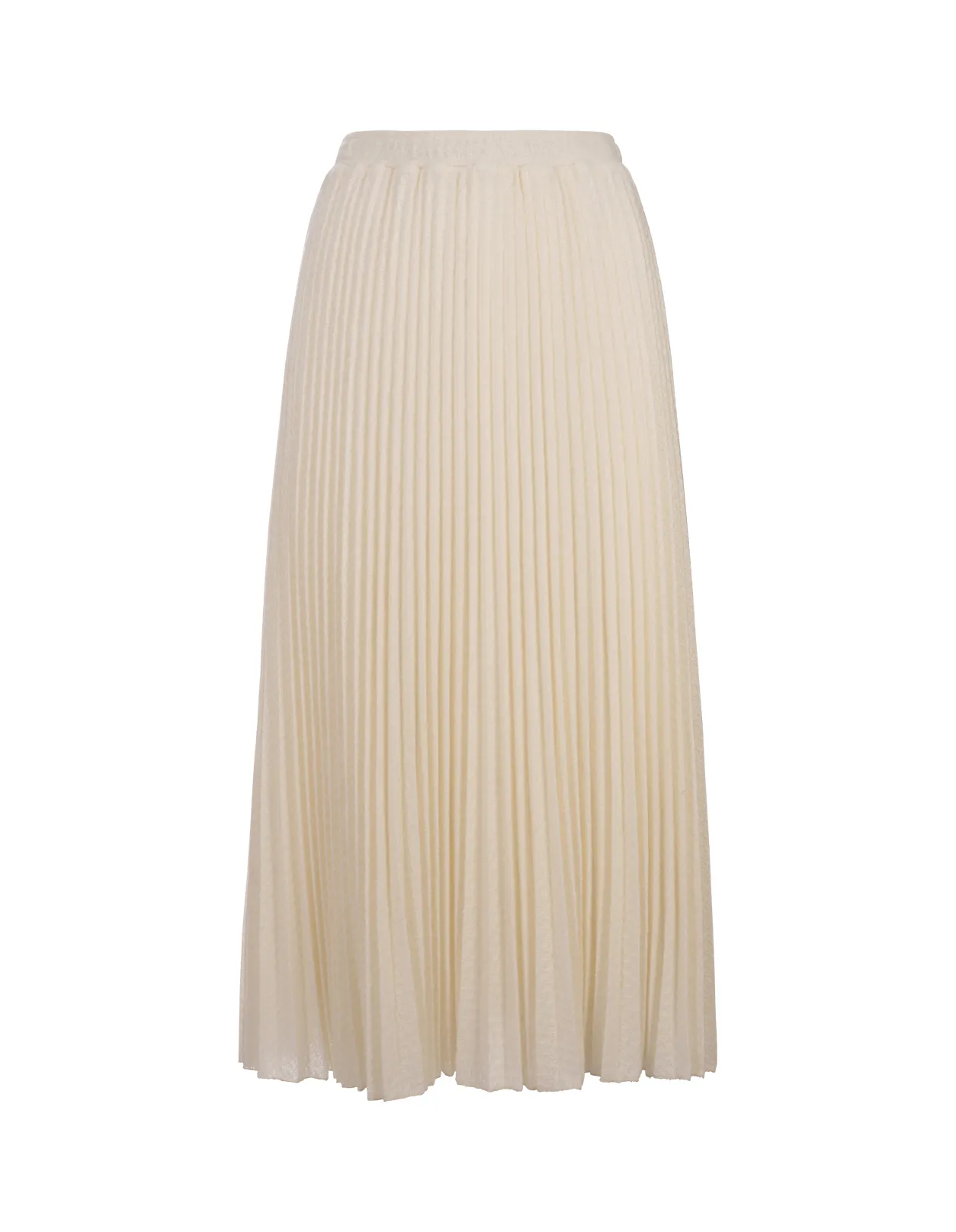 ERMANNO SCERVINO White Pleated Knitted Midi Skirt